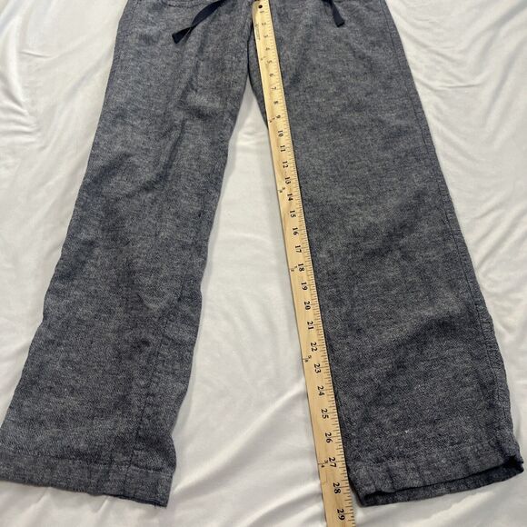 Susina XS Linen Blue Navy Heathered Wide Leg Pull On Drawstring Pants - Picture 3 of 9